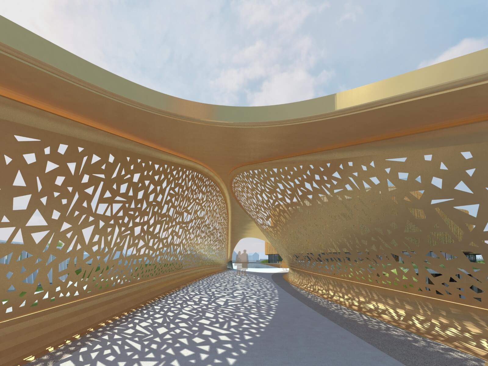 CGI of the new pedestrian bridge at Copr Bay